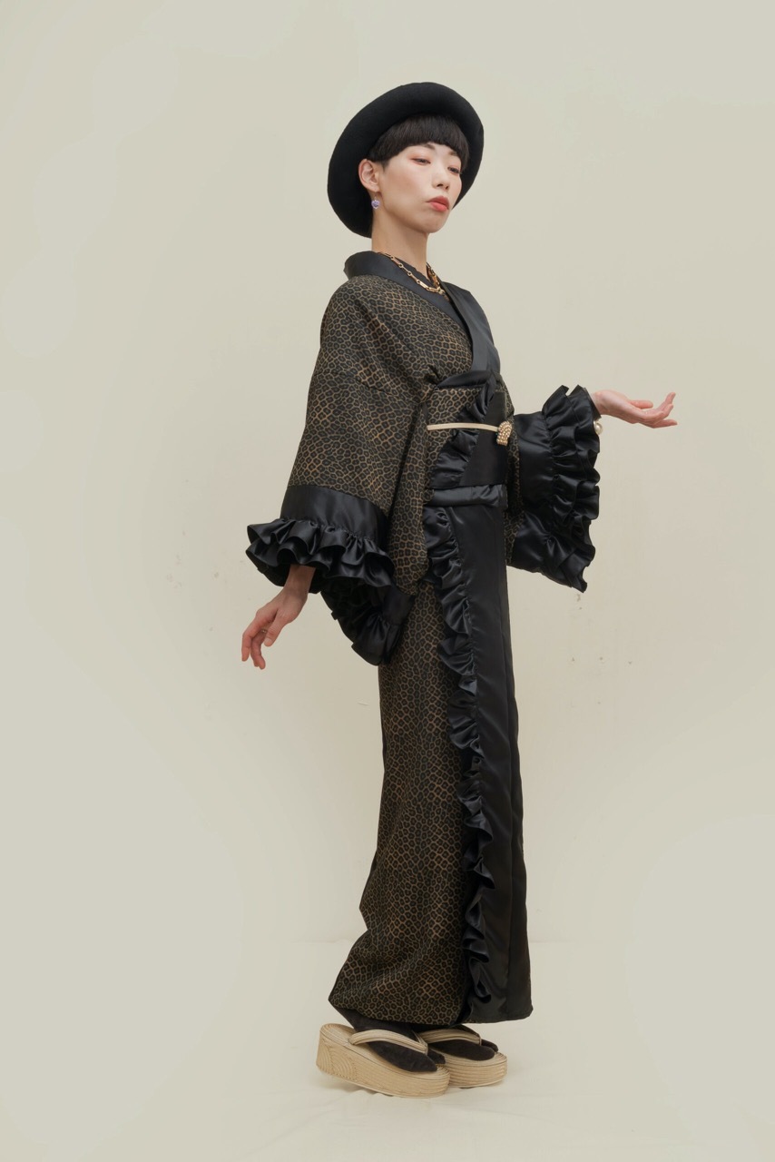 コンビネーションフリル着物（レオパード）　SAK-KMSFCN20251211