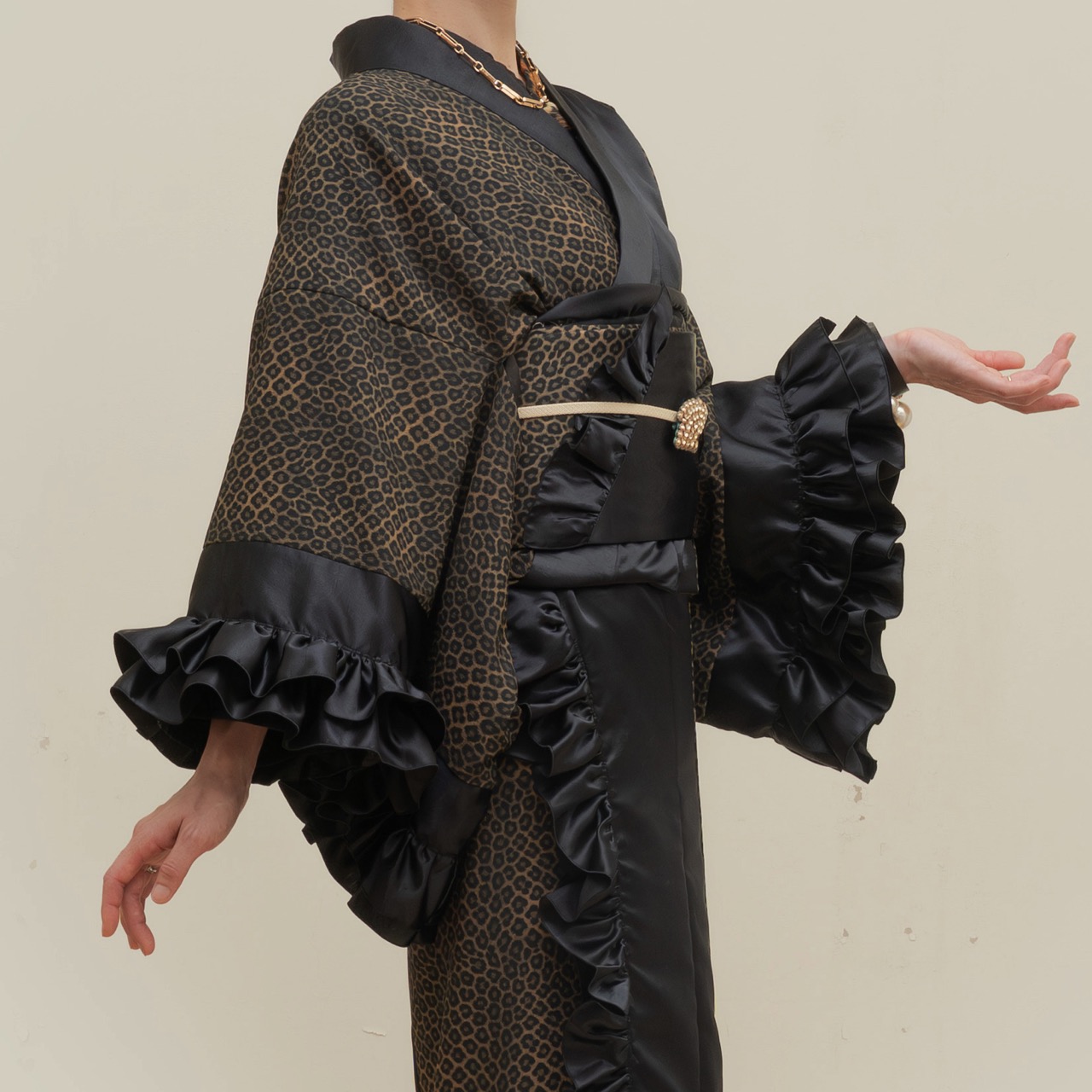 コンビネーションフリル着物（レオパード）　SAK-KMSFCN20251211