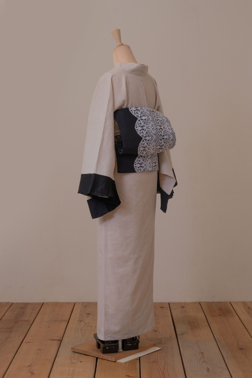 SAK-KMF20170909a　フリル着物（バイカラー・アイボリー）