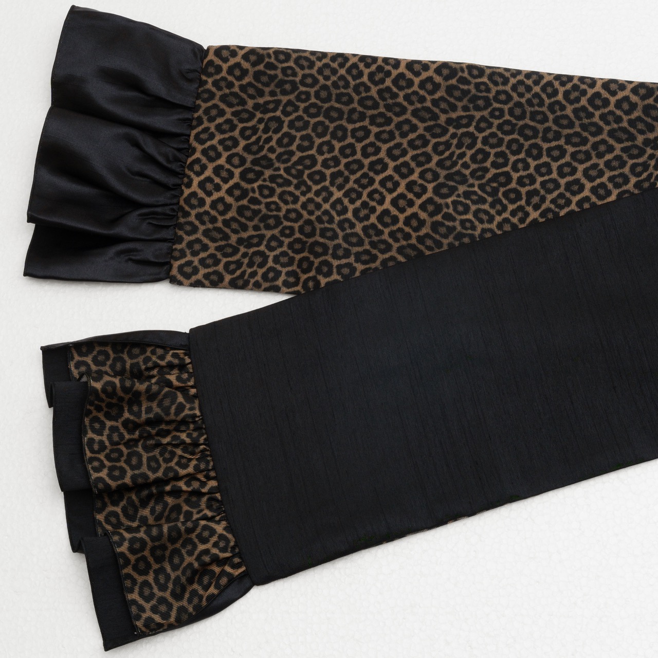 即納品 半幅帯　リバーシブルフリル（ヒョウ柄）　sSAK-HNOF251210