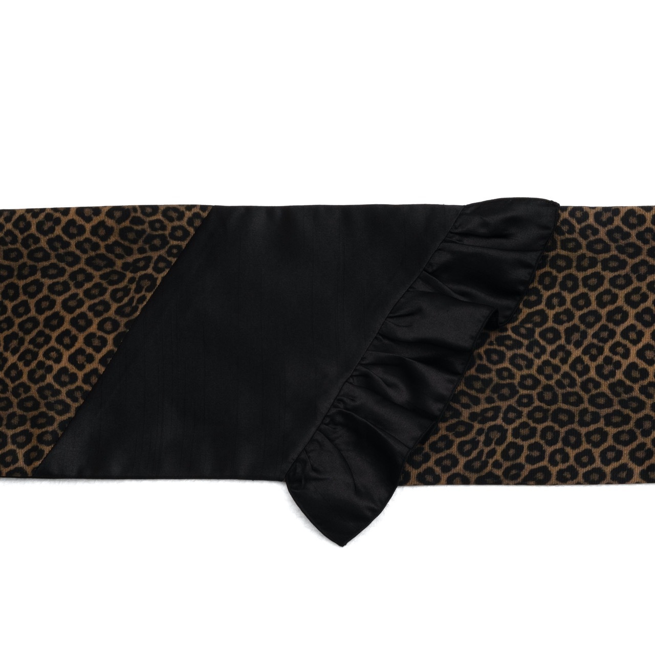 即納品 半幅帯　リバーシブルフリル（ヒョウ柄）　sSAK-HNOF251210