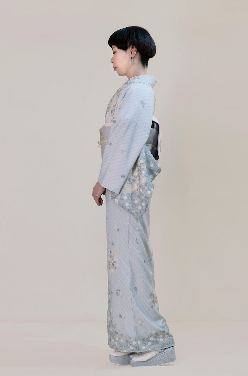 袷着物（in full bloom　グレー）　SAK-SMK221005