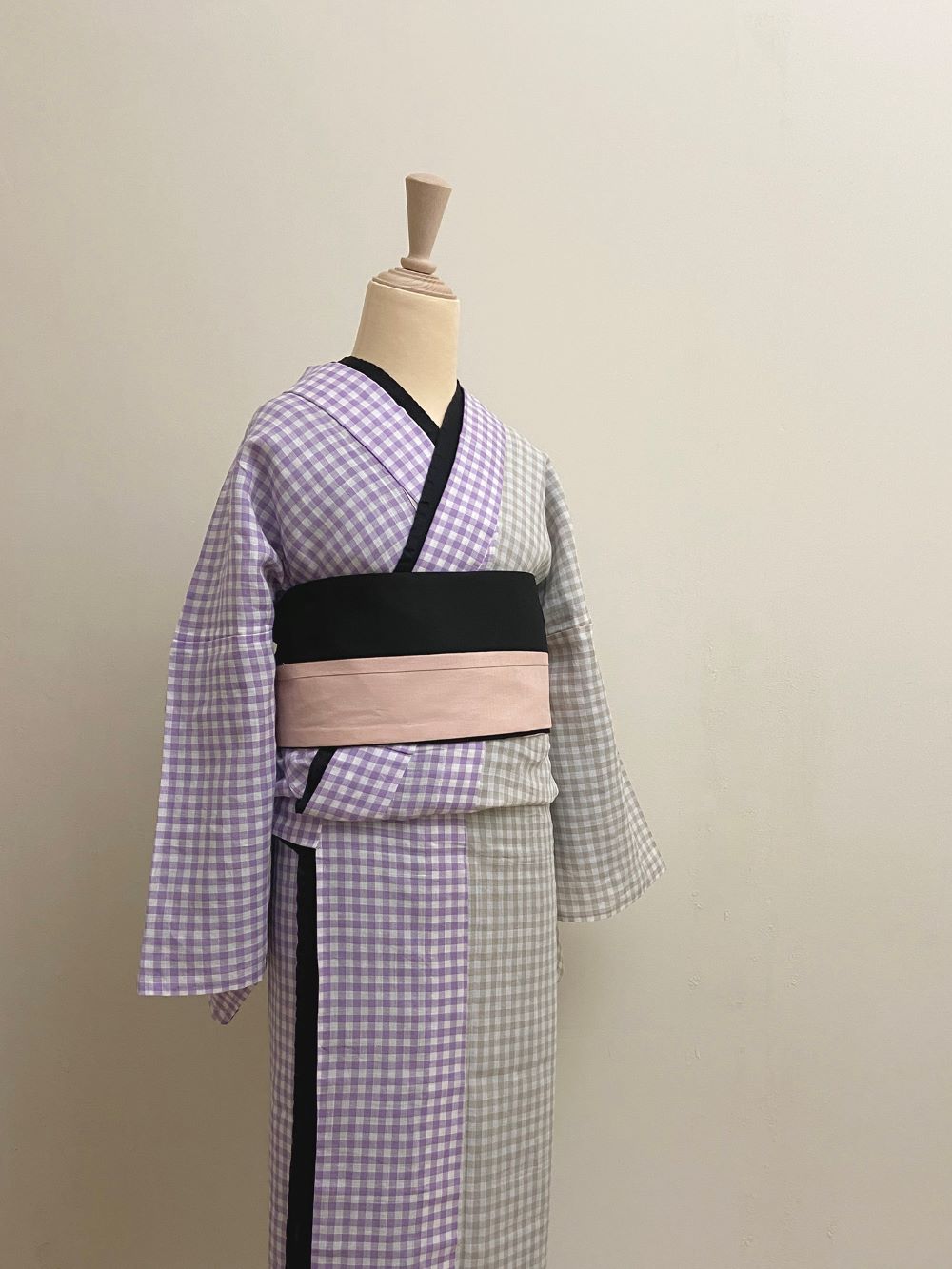 半幅帯 タック(ピンク×ブラック) SAK-HNOT200535 即納品