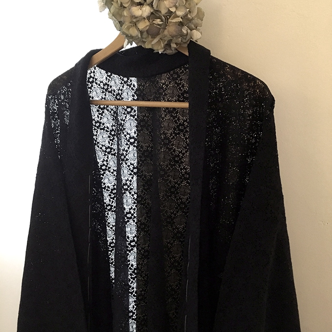 レースひとえ羽織 霧雨(ブラック) s-SAK-HA160535b 即納品