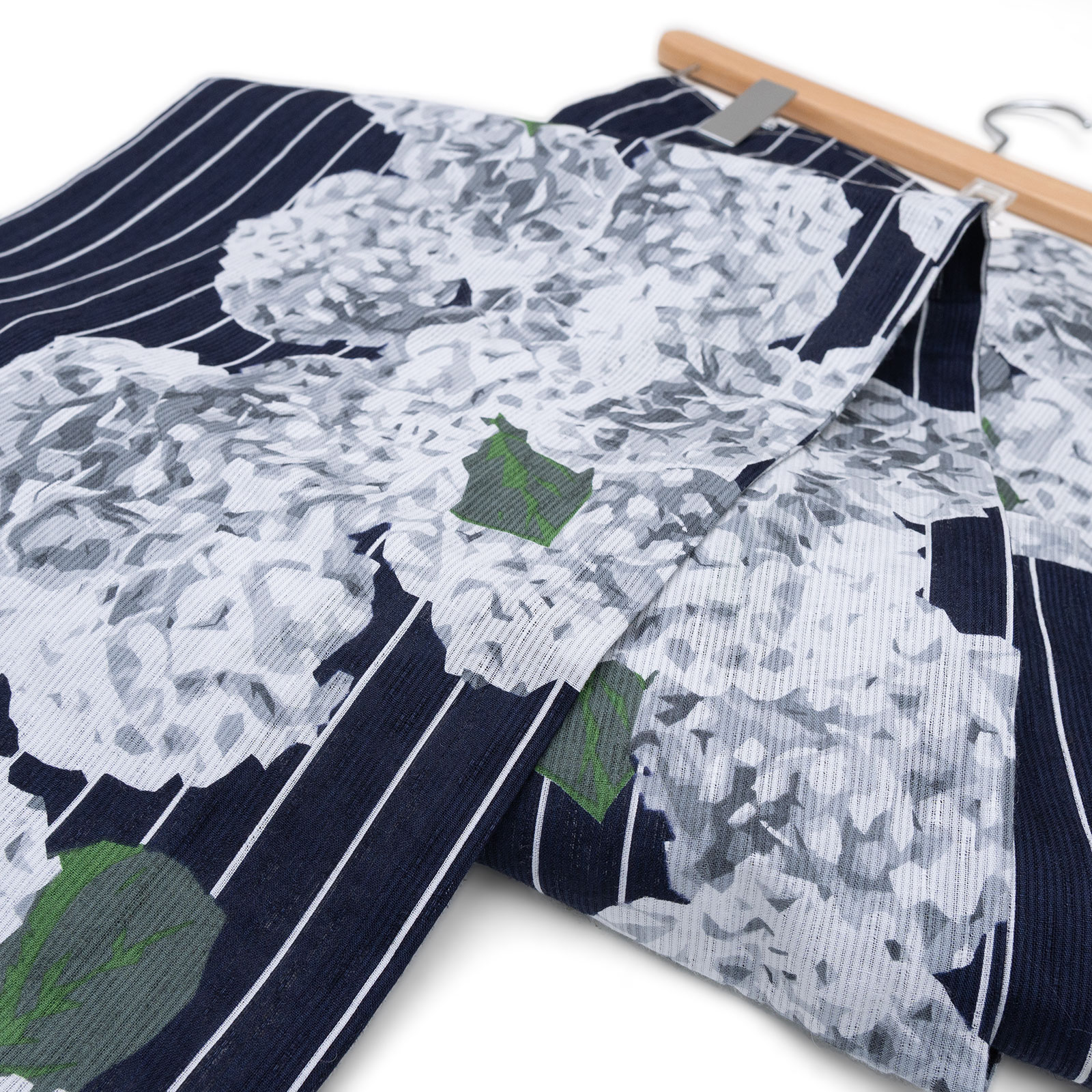 即納品 (綿麻)夏着物・浴衣（紫陽花（紺））　sSAK-YKT20170321A