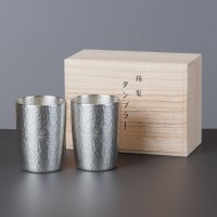 菊紋共鋳込み 錫製タンブラー 富貴 240ml 2個入