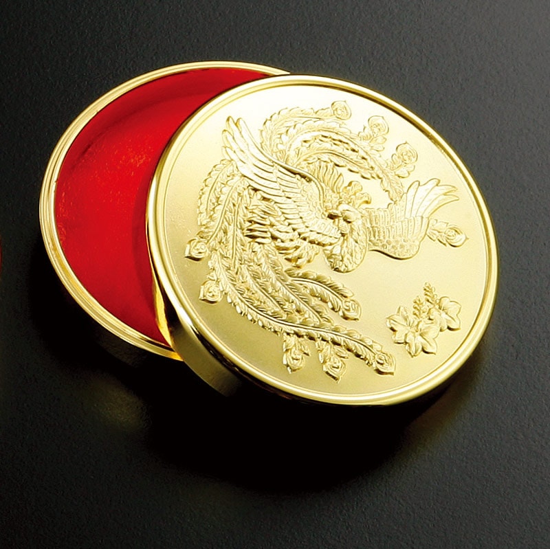 高級朱肉・金龍朱肉公用（濃赤）400g・盤面88mm／外寸107丸x49mm[KB-