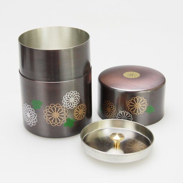 銅製 茶筒 菊紋入り 新品未使用