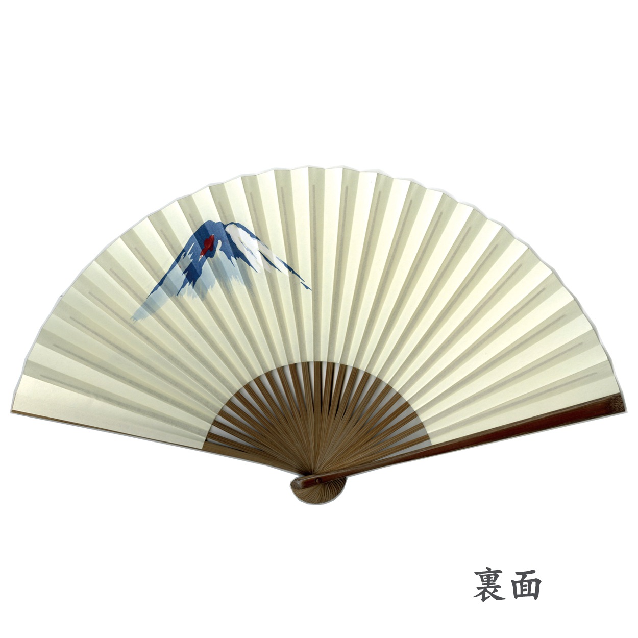 京扇子 鳥の子両面手描絵 富士山と差し袋セット