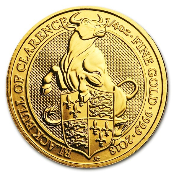 英国 クイーンズビースト ブラックブル金貨 1/4オンス 2018年製の販売