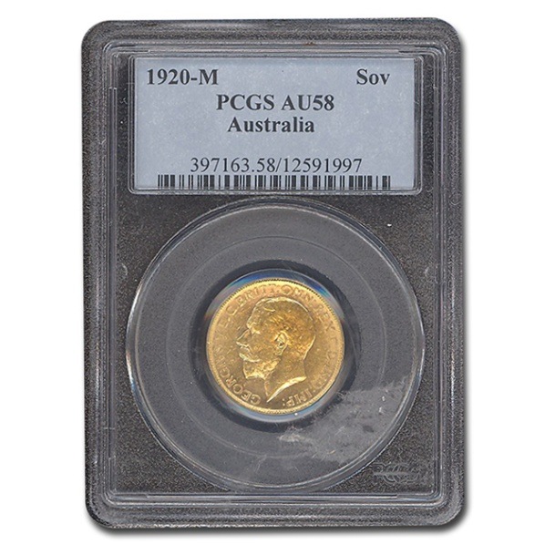 ジョージ5世 ソブリン金貨 オーストラリア メルボルン 1920年製 AU-58