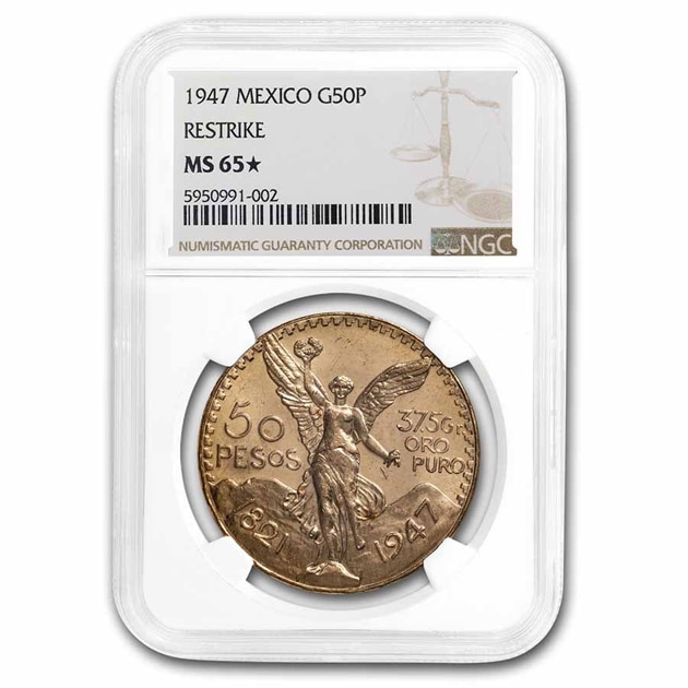 50ペソ金貨 メキシコ 1947年製 MS-65* NGC アンティークコインの販売 
