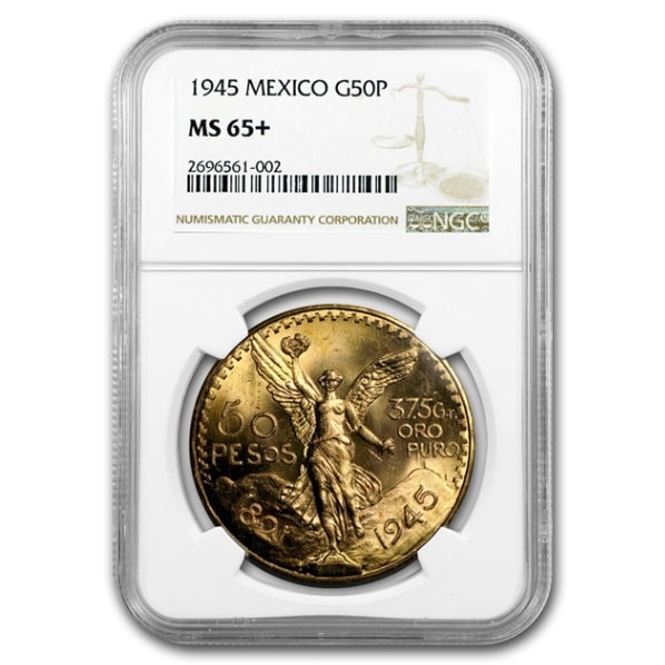50ペソ金貨 メキシコ メキシコシティ 1945年製 MS-65+ NGC