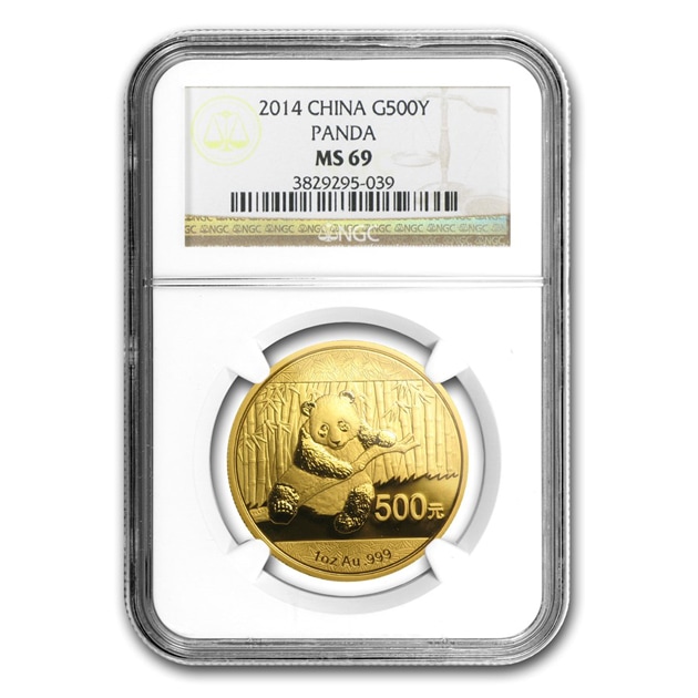 パンダ金貨 1オンス 500元 2014年製 中国人民銀行発行 MS-69 NGCの販売