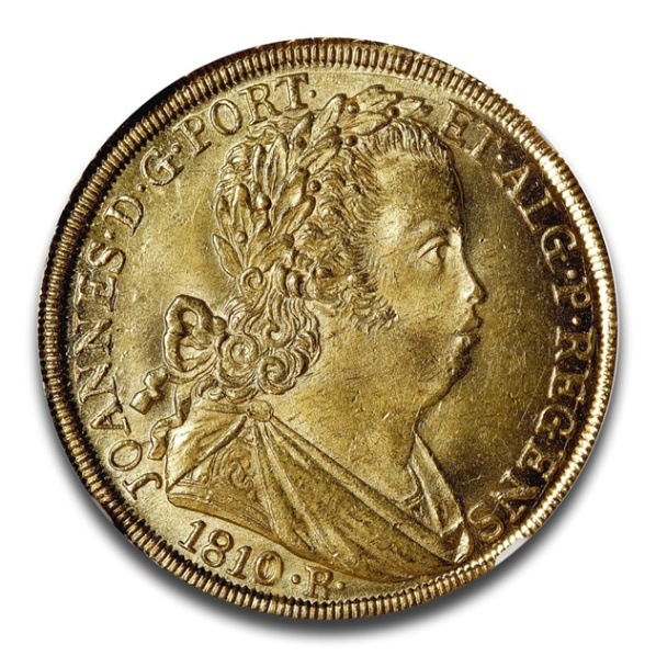 ジョアン6世 6400レイス金貨 ブラジル 1810年製 MS-64 NGC