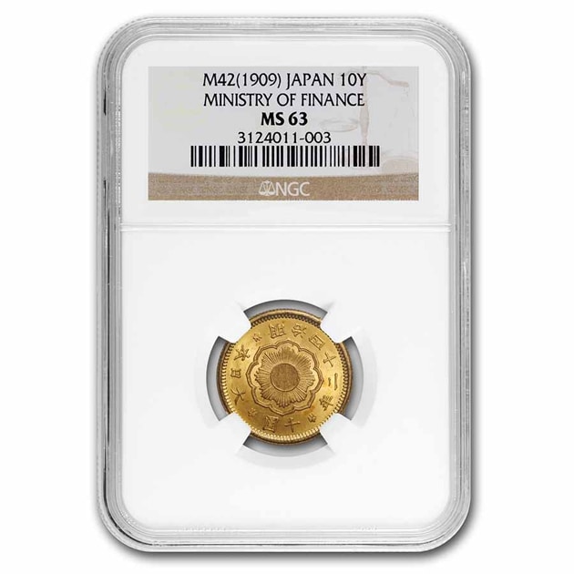 新10円金貨 日本 明治42年 (1909年) MS-63 NGC アンティーク