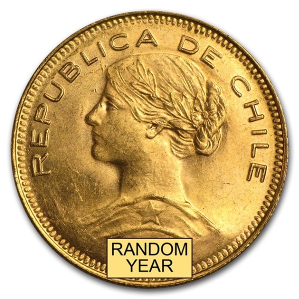 チリ 女神金貨 100ペソ ランダム・イヤー サンティアゴ造幣局発行 AU