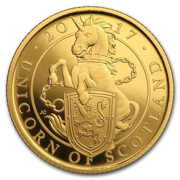 英国 クイーンズビースト：スコットランド ユニコーン金貨 1/4オンス