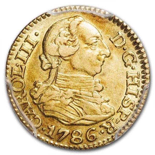カルロス3世 スペイン王 1/2エスクード金貨 スペイン マドリード 1786