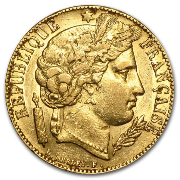フランス 女神セレス 20フラン金貨 パリ造幣局 1849-1851年製 XF