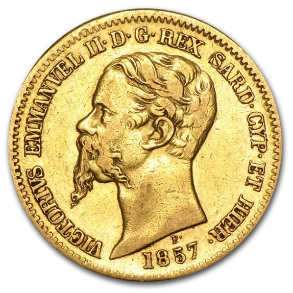 1857年 サルデーニャ王国 ヴィットーリオ・エマヌエーレ2世 コイン カルロ・アルベルト / ヴィットーリオ・エマヌエーレ2世