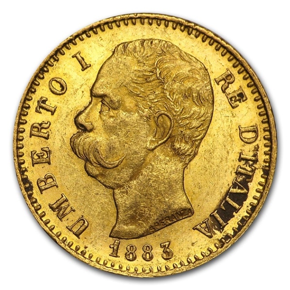 ウンベルト1世 イタリア国王 20リラ金貨 イタリア ローマ