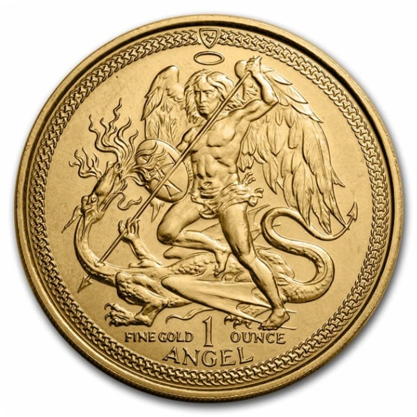 2018年　イギリス諸島　「大天使ミカエル」　純銀　1オンス銀貨 大天使聖ミカエル金貨 1オンス マン島 エンジェルコイン 1985年