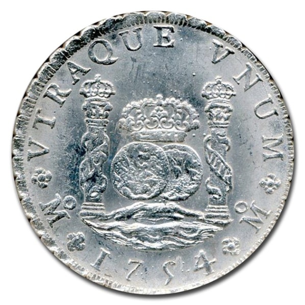 メキシコ (スペイン植民地) 8レアル銀貨 メキシコシティ 1754/3
