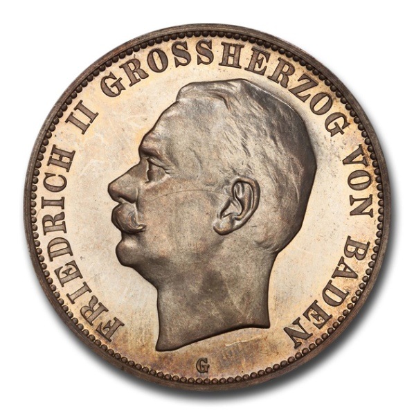 1908年 フリードリヒ2世 5マルク 銀貨 ドイツ バーデン カールスルーエ