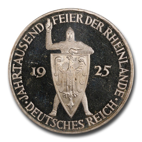 PCGS MS65』ワイマール共和国3ライヒスマルク銀貨（1927年）