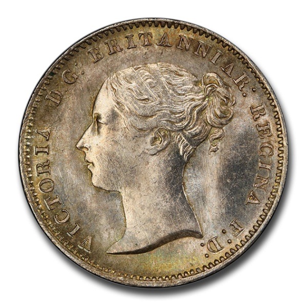 1848年 ヴィクトリア女王 3ペンス 銀貨 イギリス ビクトリア MS-65