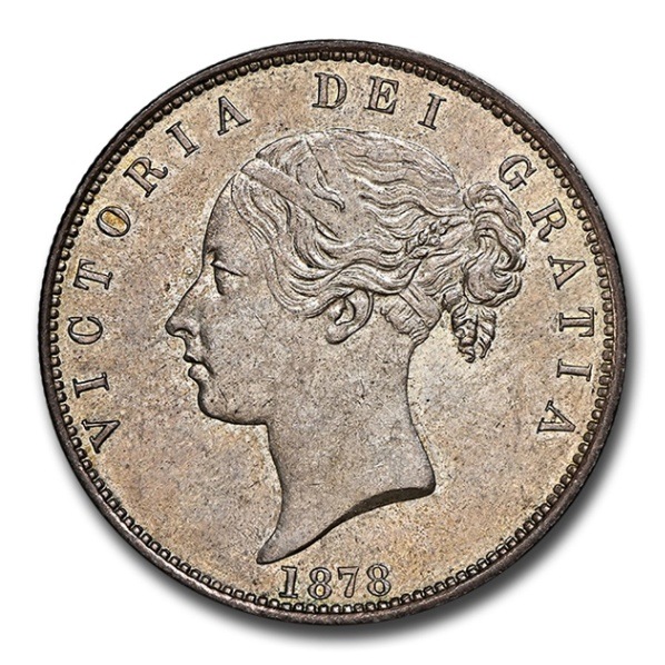 1878年 ヴィクトリア女王 ハーフ クラウン 銀貨 ヤングヘッド ヤング