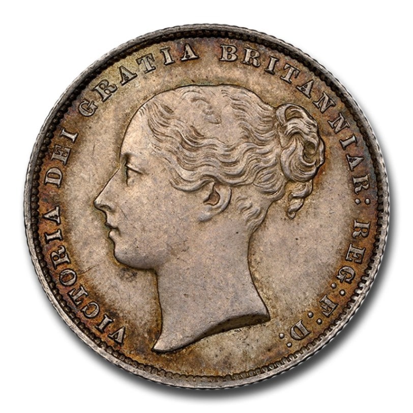 大英帝国ヴィクトリア女王ヤングヘッドタイプ1シリング銀貨1872