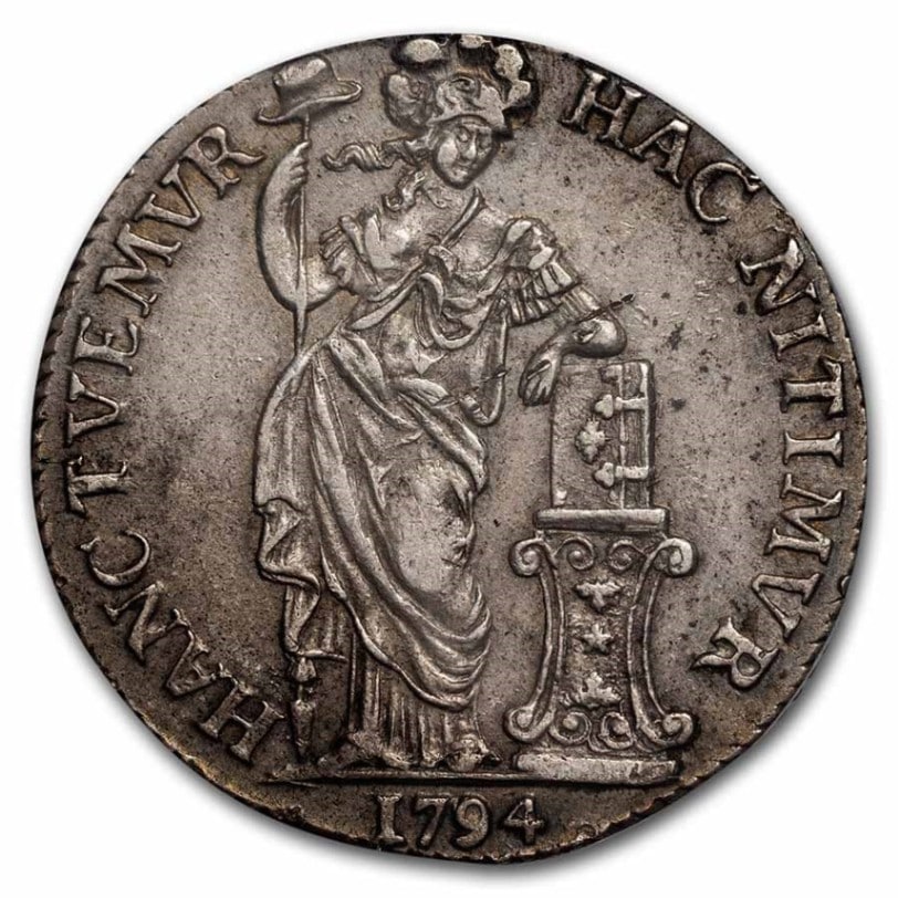 1794年 オランダ 3ギルダー 銀貨 グルデン 西フリースラント XF-45