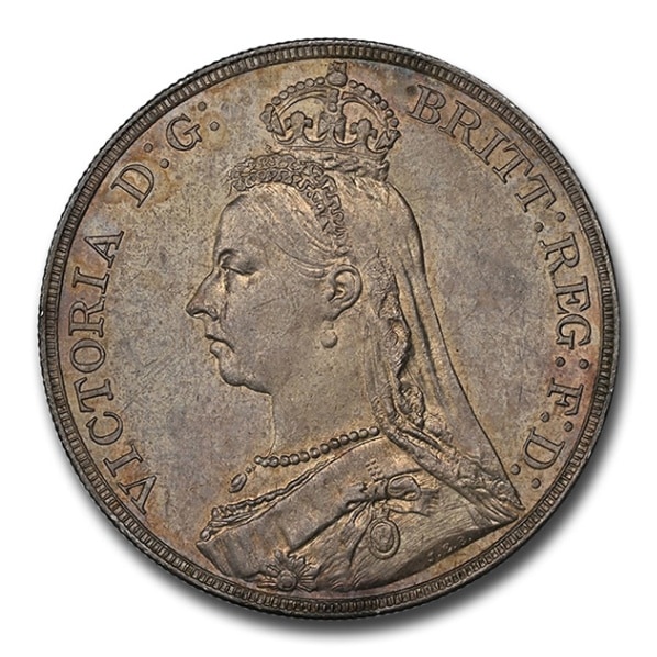 1890年 ヴィクトリア女王 クラウン 銀貨 ジュビリー ヘッド ビクトリア 