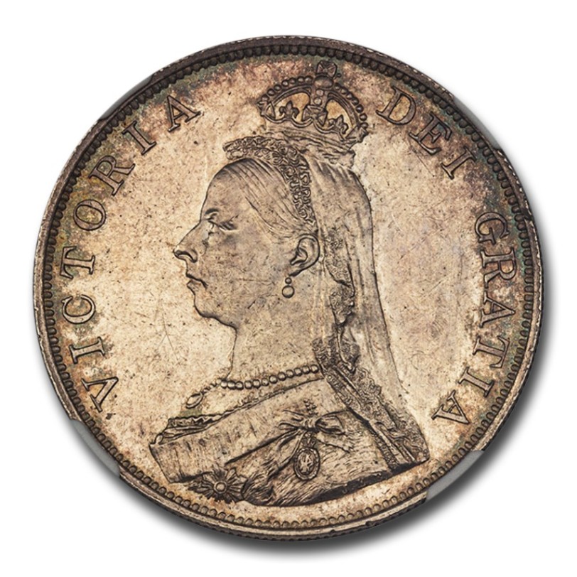 1637.　銀貨　1887年　ヴィクトリア女王　コイン 1887年 ヴィクトリア女王 ダブル フローリン 銀貨 ジュビリー ヘッド