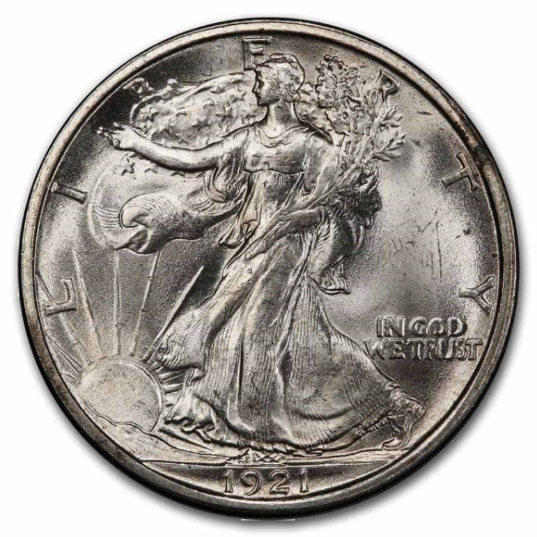 1921年 ウォーキング リバティ ハーフダラー 銀貨 50セント