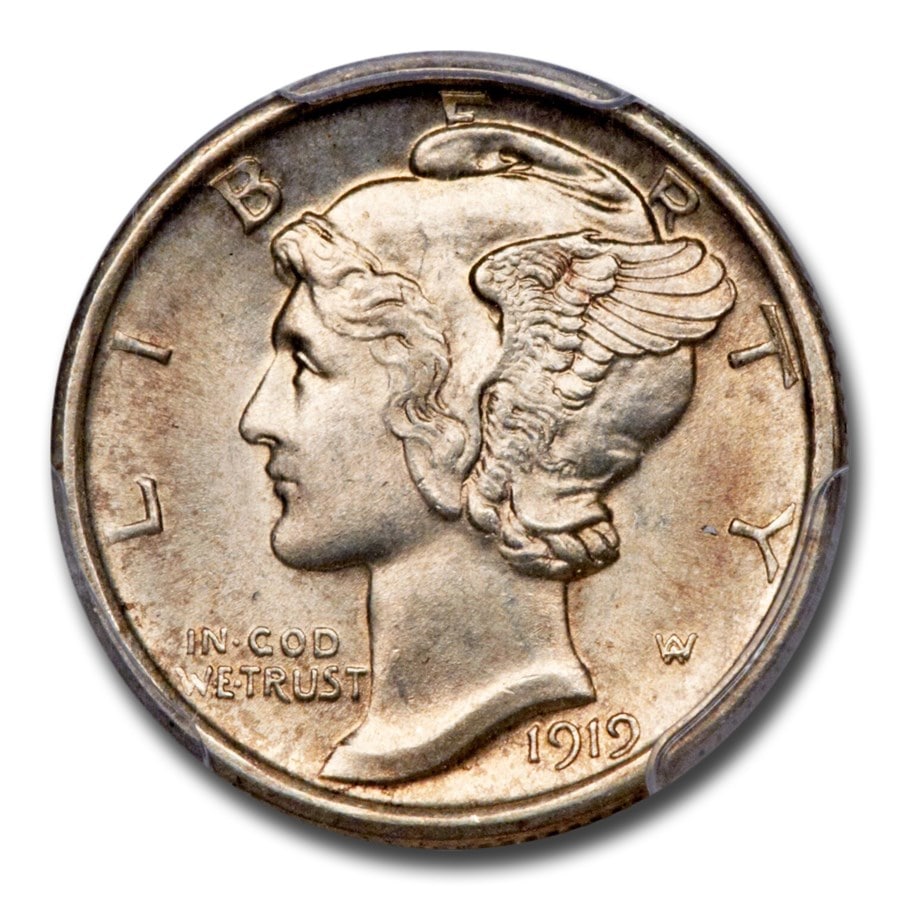 1919年 マーキュリー ダイム 銀貨 10セント ウィングド リバティ