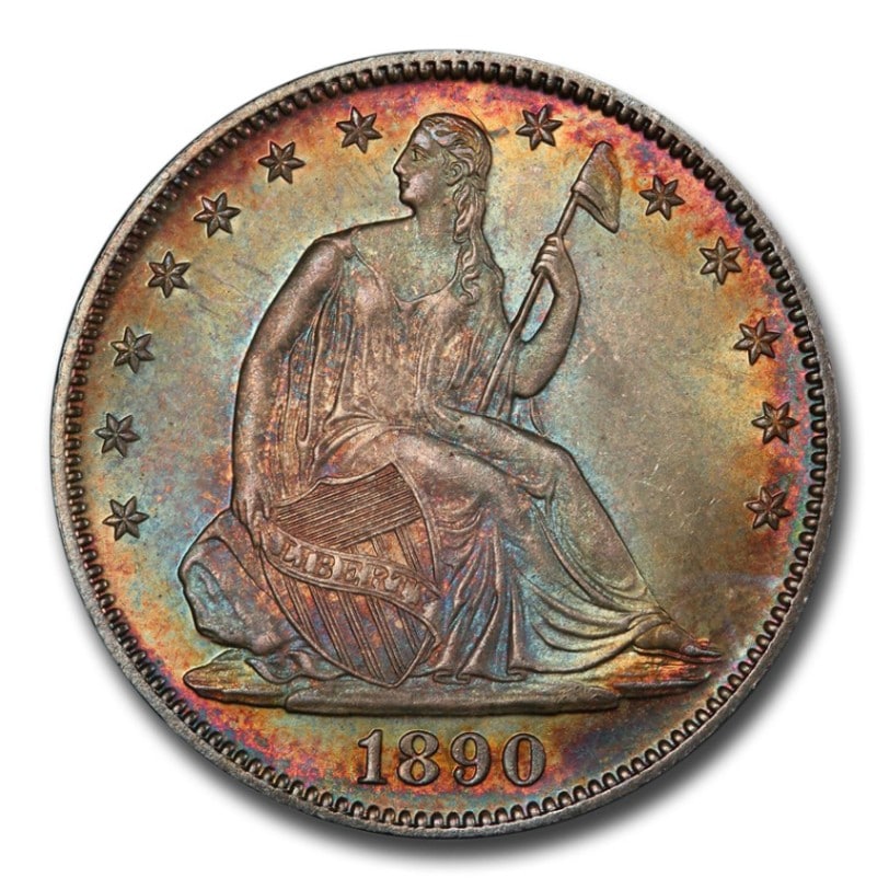 1890年 シーテッド リバティ ハーフ ダラー 銀貨 50セント 自由の女神