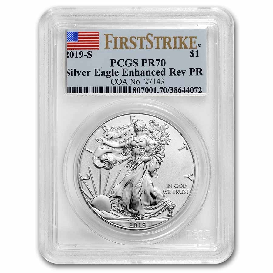 2019年 アメリカン・シルバー・イーグル 1ドル 銀貨 1オンス BU 2019年 イーグル 銀貨 1オンス エンハンスト リバース プルーフ 1ドル