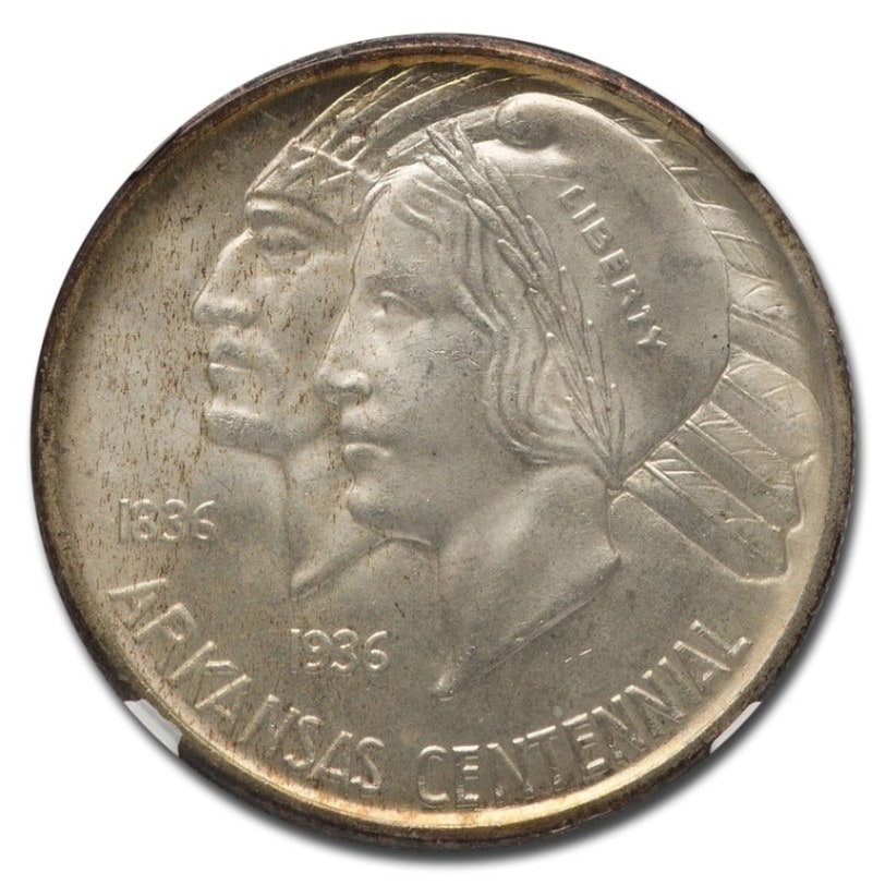 1939年 アメリカ アーカンソー州 100周年 記念 ハーフ ダラー 銀貨 50