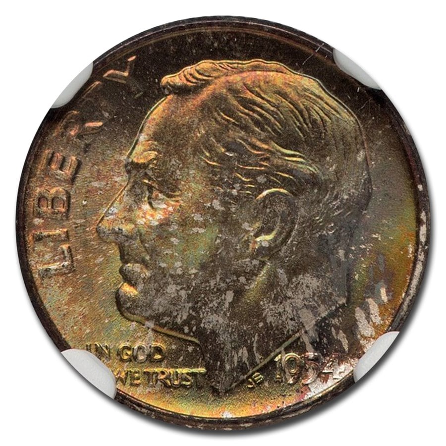 1954年 アメリカ ルーズベルト ダイム 銀貨 10セント シルバー