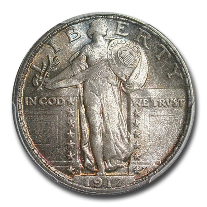 1917年 スタンディングリバティ クォーターダラー 銀貨 25セント