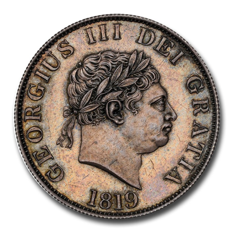 1820年　英国　ジョージ3世 クラウン銀貨 イギリス 1820 LX ジョージ3世 クラウン銀貨 PCGS MS62