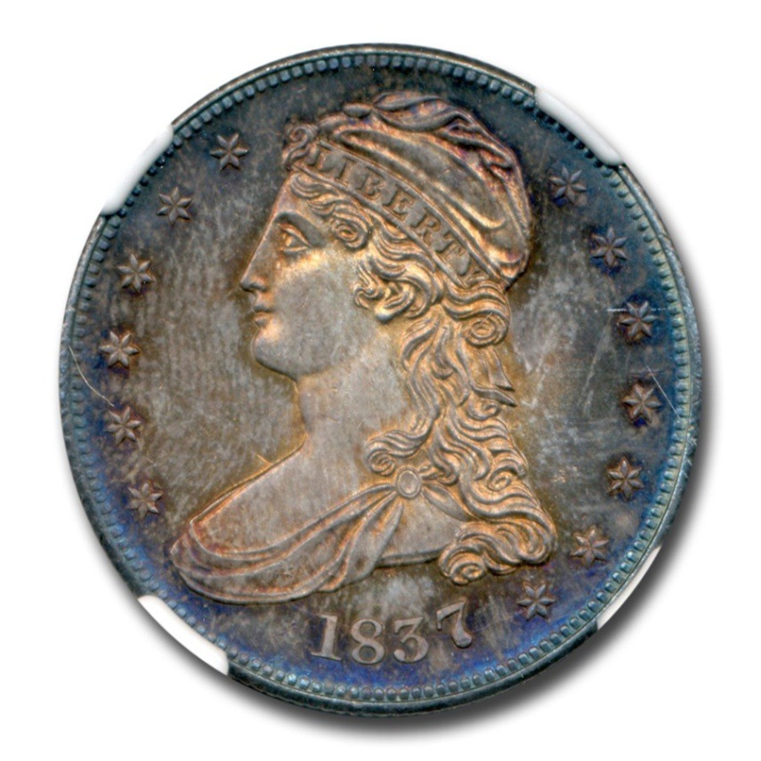 1837年 キャップド バスト ハーフ ダラー 銀貨 リードエッジ 50セント