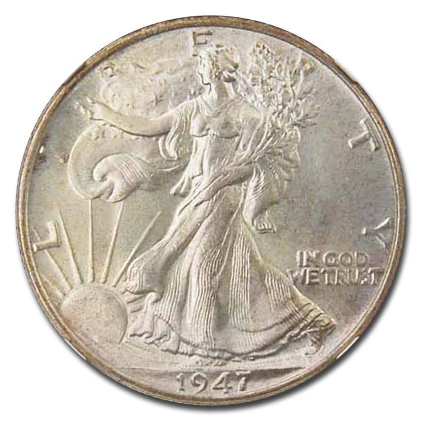1947年 ウォーキング リバティ ハーフダラー 銀貨 50セント