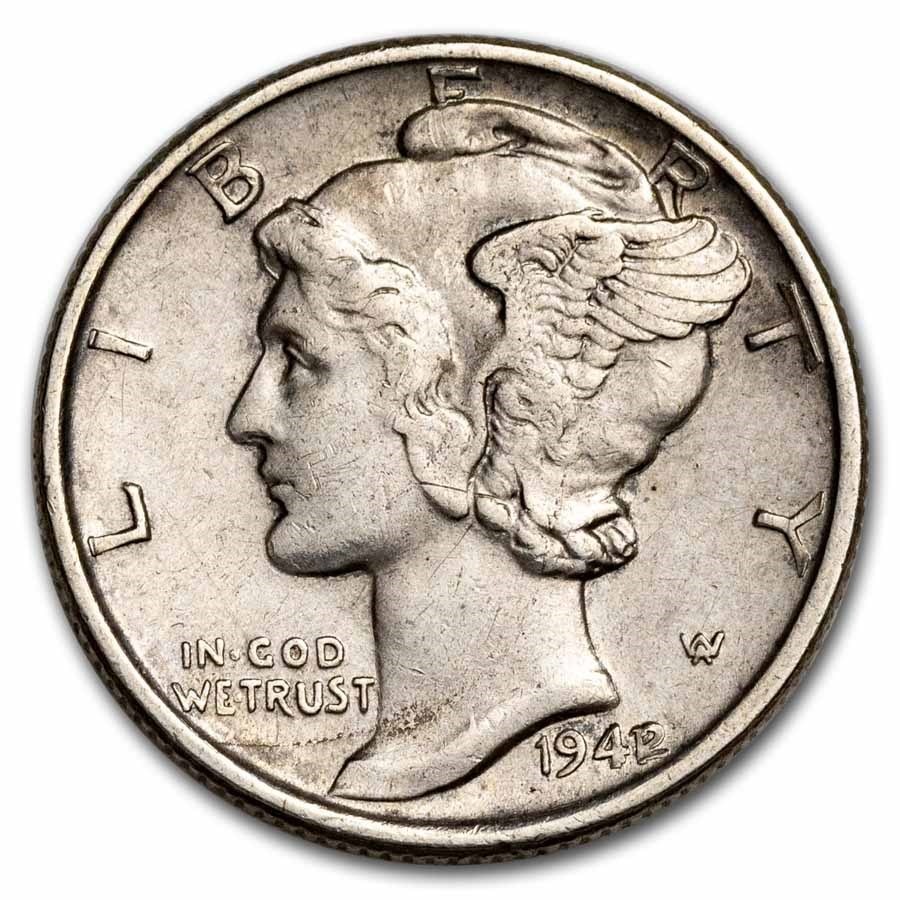 アメリカ銀貨1935年マーキュリーダイム10セント銀貨未流通UNC