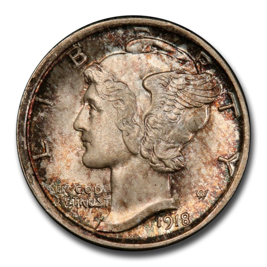 1918年 マーキュリー ダイム 銀貨 10セント シルバー コイン