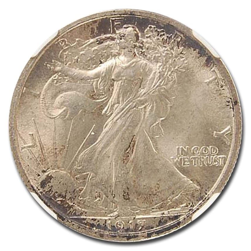 1917年 ウォーキング リバティ ハーフ ダラー 銀貨 50セント