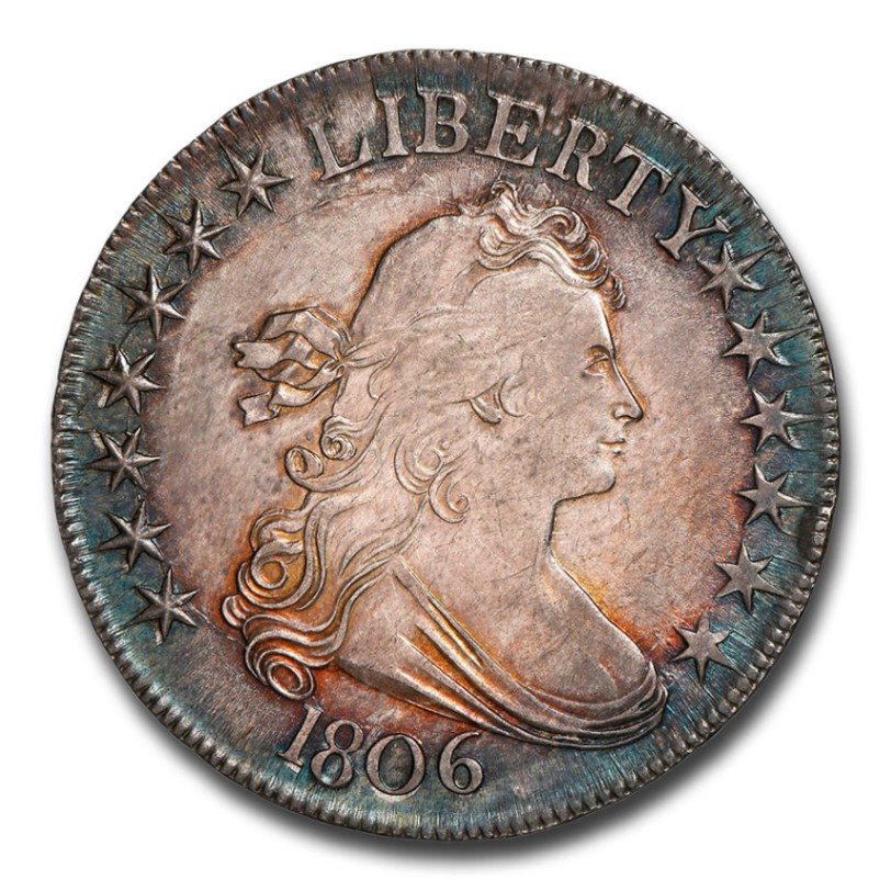 フランス銀貨旧貨幣 本物保証 大きさは大体アメリカのハーフダラーと同じ 1806年 ドレイプド バスト ハーフ ダラー 銀貨 50セント シルバー